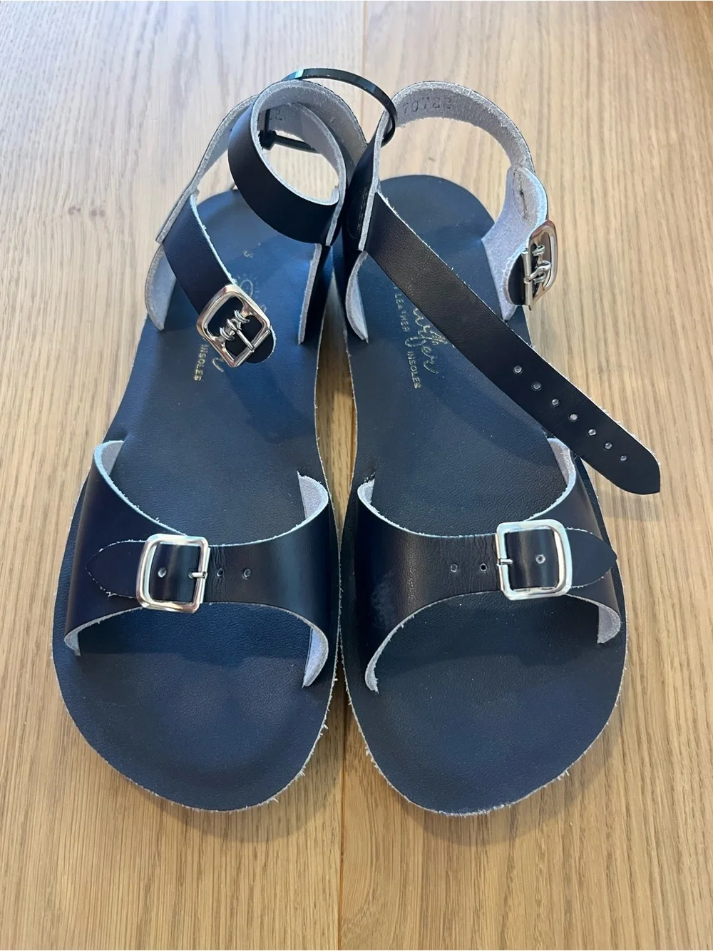 Salt Water Sandals by Hoy Black Leather Buckle Sandals for Kids